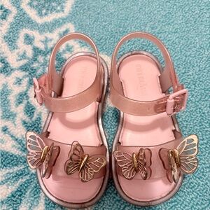 Mini Melissa Pink and Gold Butterfly Sandals